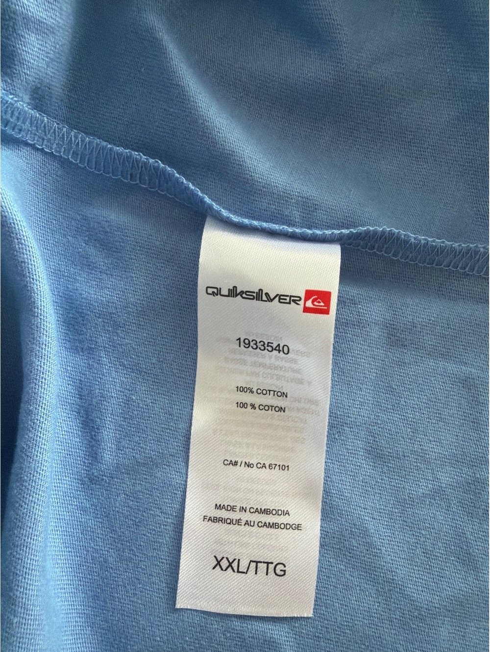 Quiksilver Men's XXL Blue Cotton T-Shirt 0005